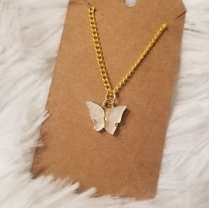 Butterfly Necklace 18inches Gold Plated Link Chain